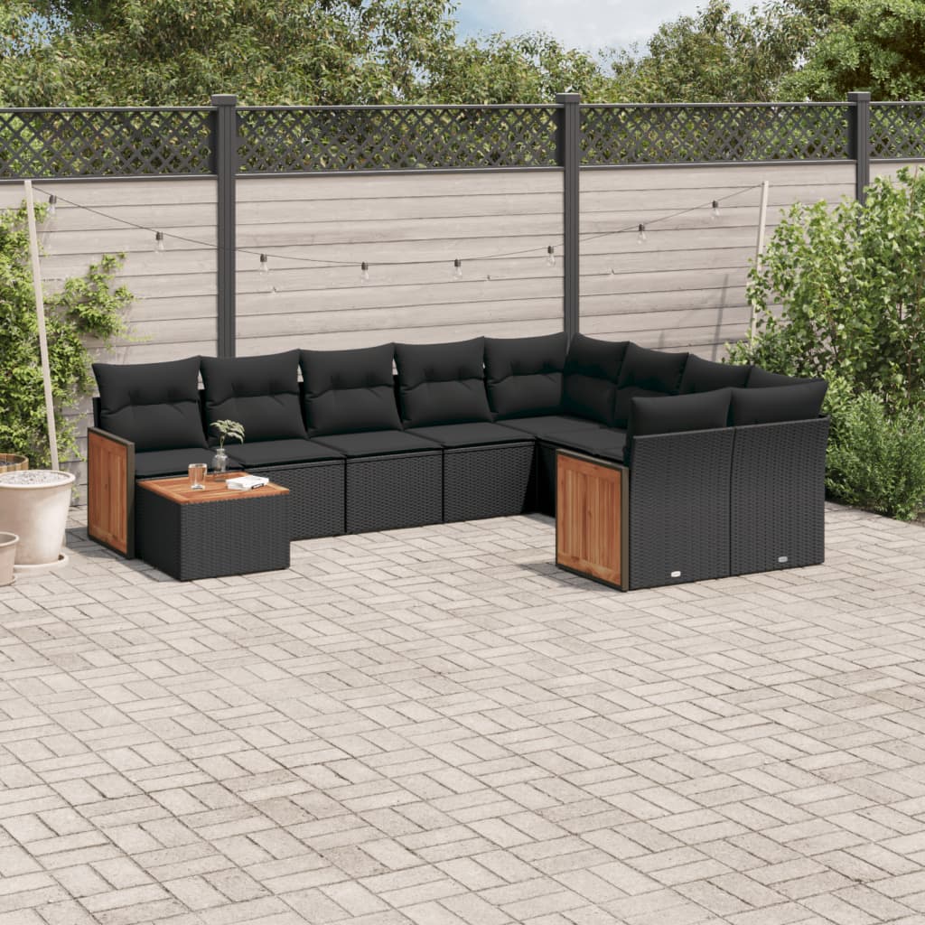 Set Canapele De Grădină Cu Perne, 10 Piese, , Poliratan