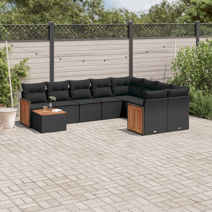 Set Canapele De Grădină Cu Perne, 10 Piese, , Poliratan