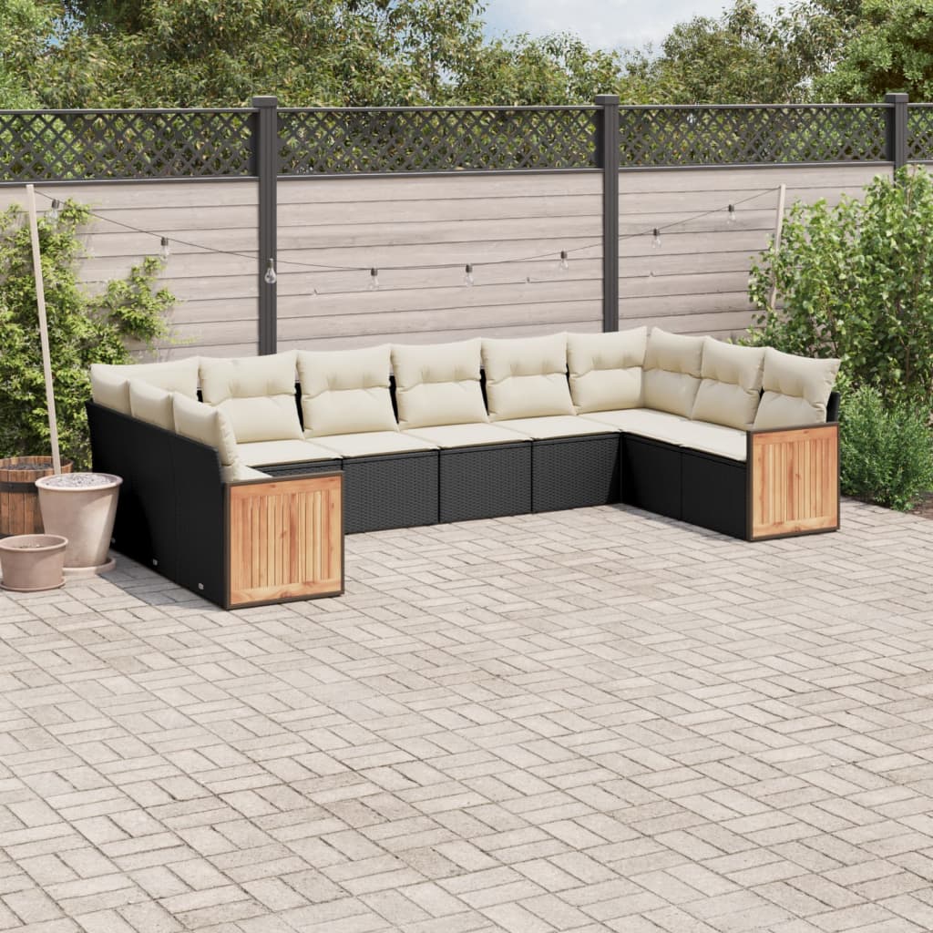 Set Mobilier De Grădină Cu Perne, 10 Piese, , Poliratan
