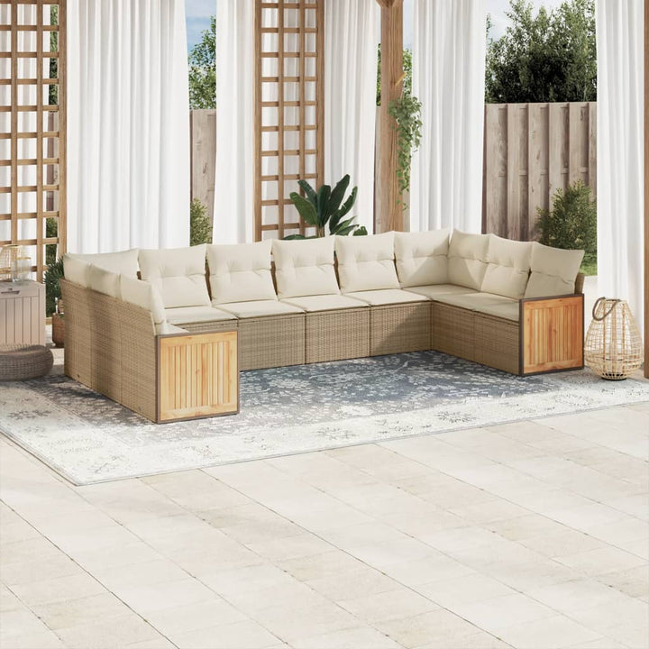 Set Mobilier De Grădină Cu Perne, 10 Piese, , Poliratan