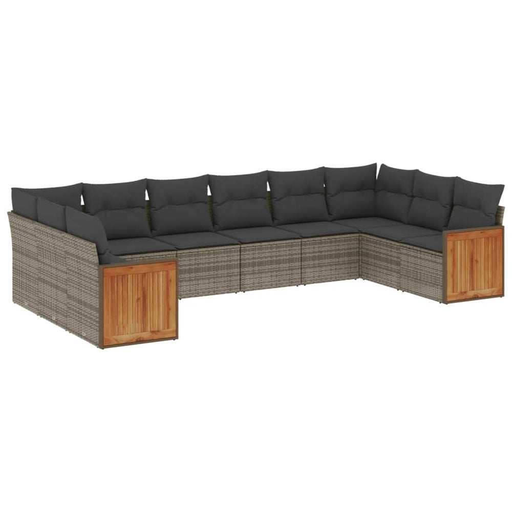 Set Mobilier De Grădină Cu Perne, 10 Piese, , Poliratan