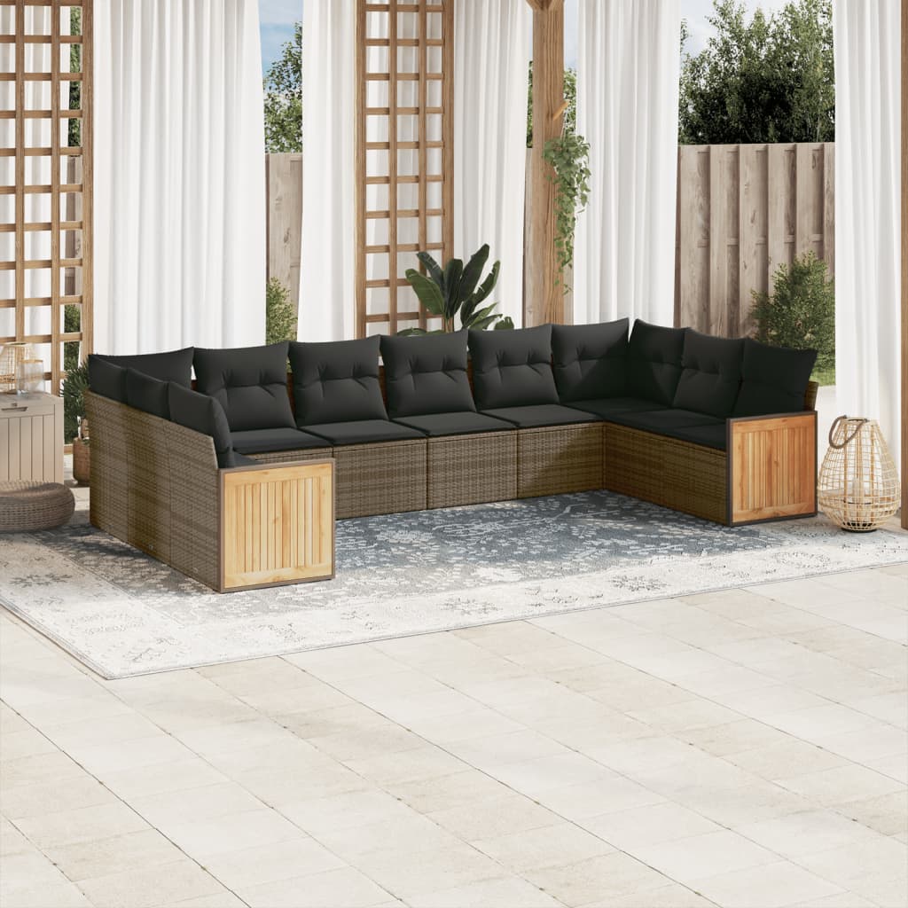 Set Mobilier De Grădină Cu Perne, 10 Piese, , Poliratan