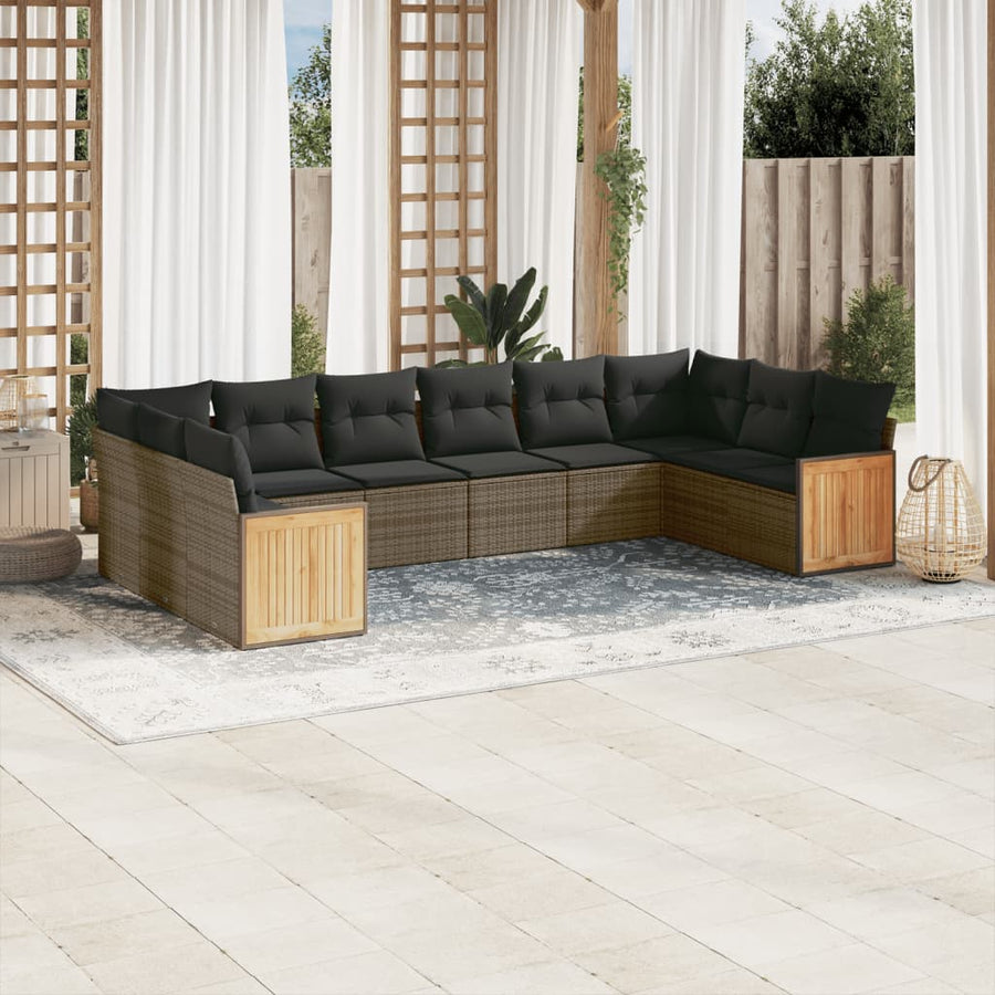 Set Mobilier De Grădină Cu Perne, 10 Piese, , Poliratan