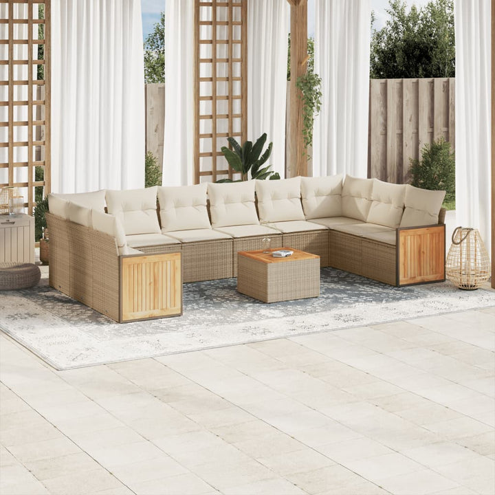Set Mobilier De Grădină Cu Perne, 10 Piese, , Poliratan