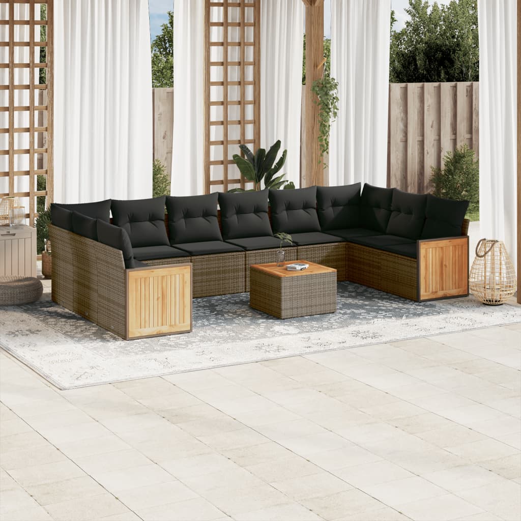 Set Mobilier De Grădină Cu Perne, 10 Piese, , Poliratan
