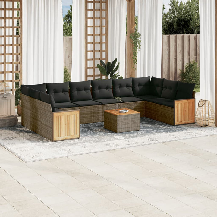 Set Mobilier De Grădină Cu Perne, 10 Piese, , Poliratan
