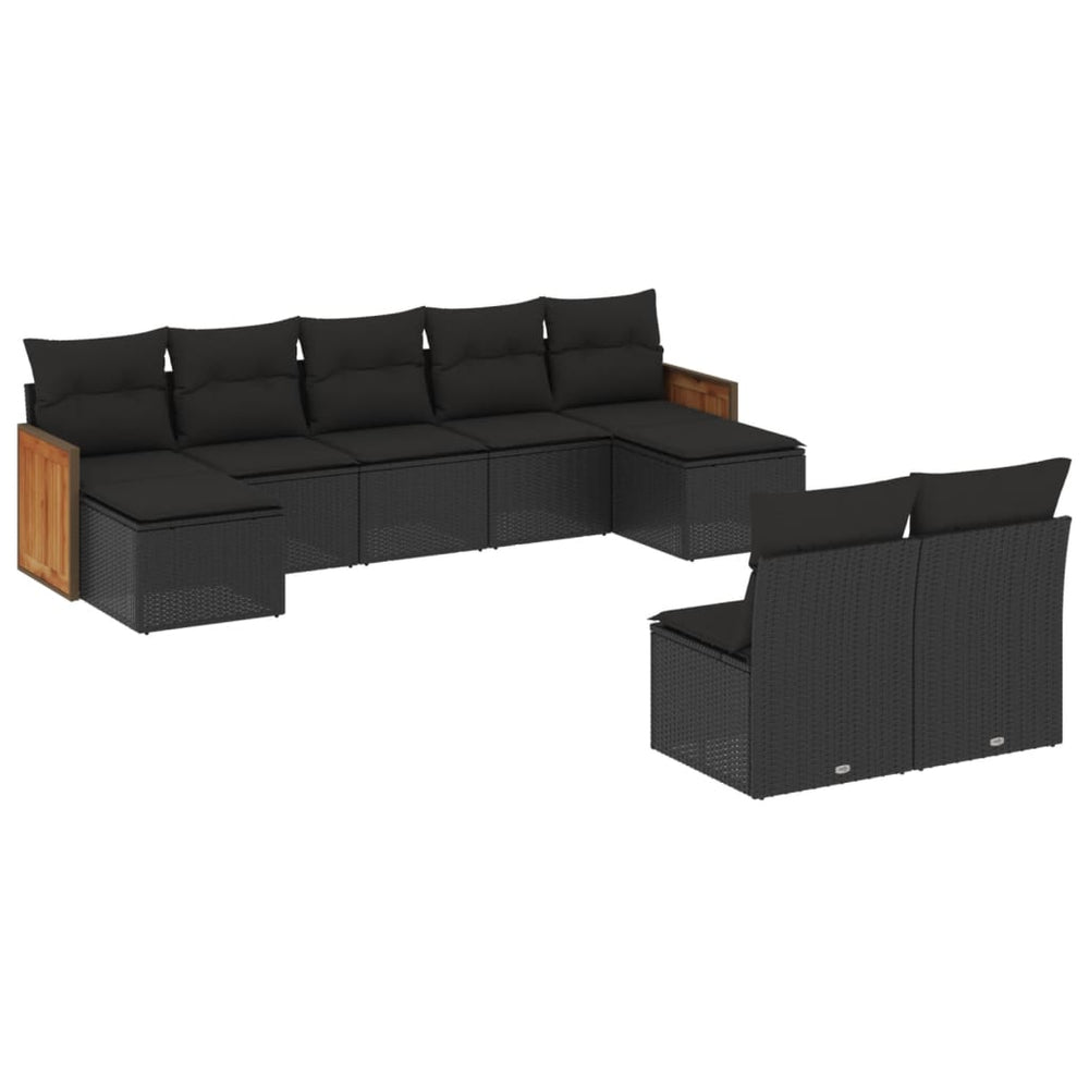 Set Mobilier De Grădină Cu Perne, 9 Piese, , Poliratan