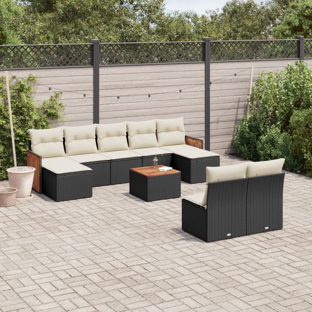 Set Mobilier De Grădină Cu Perne, 9 Piese, , Poliratan