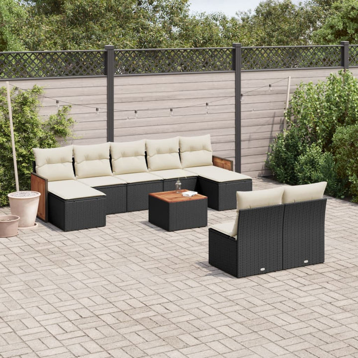 Set Mobilier De Grădină Cu Perne, 9 Piese, , Poliratan