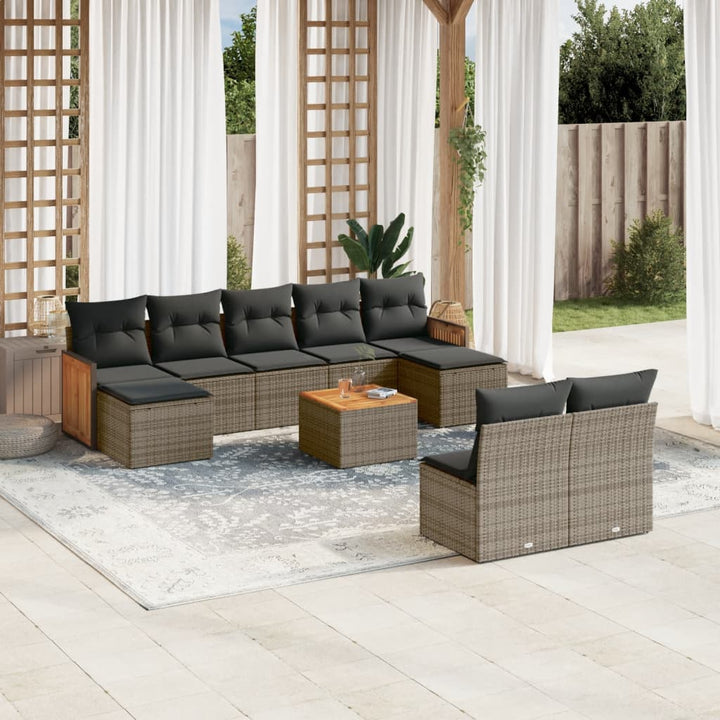 Set Mobilier De Grădină Cu Perne, 9 Piese, , Poliratan