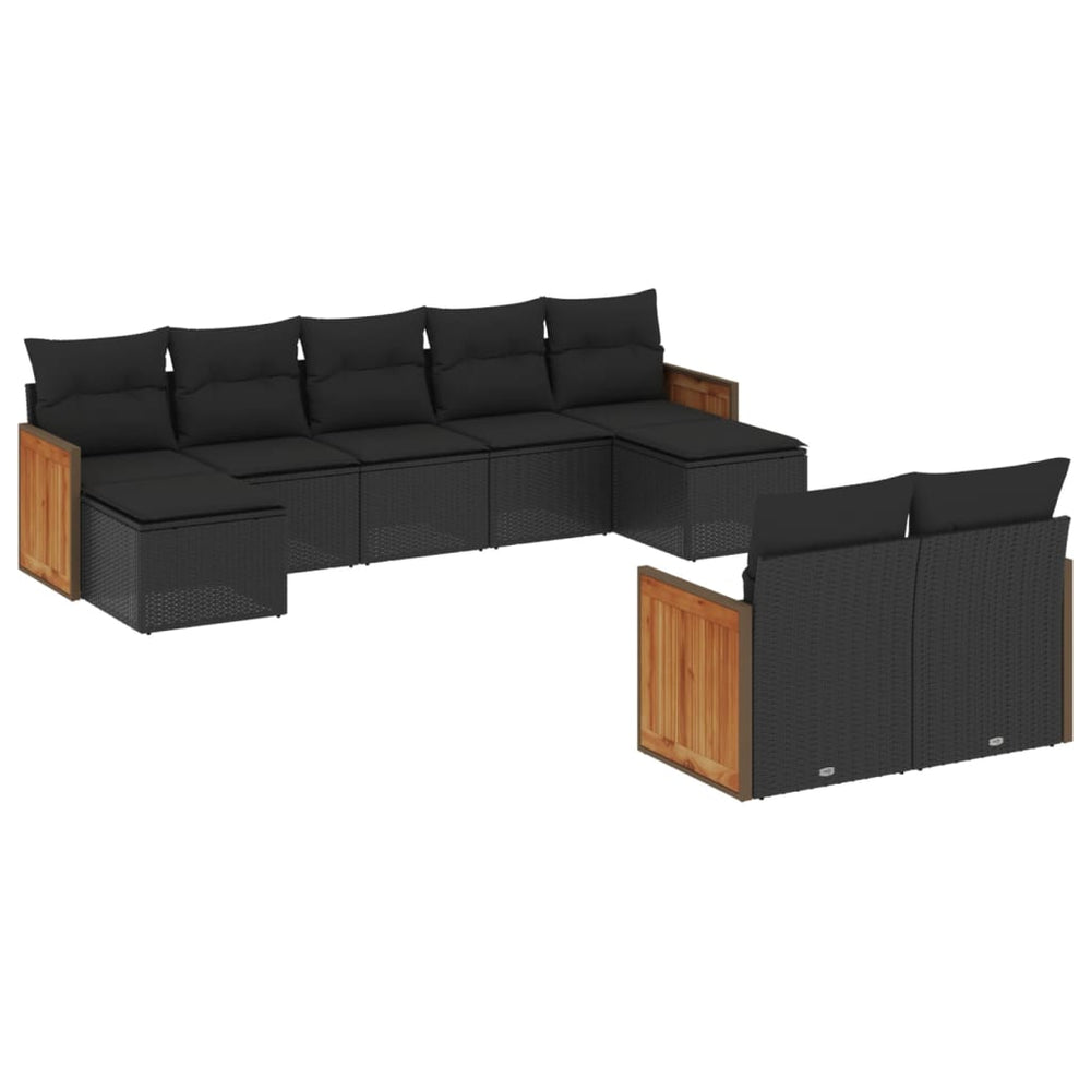 Set Mobilier De Grădină Cu Perne, 9 Piese, , Poliratan