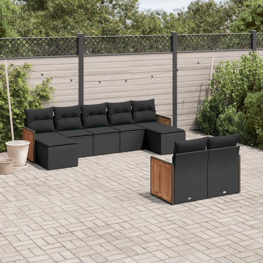 Set Mobilier De Grădină Cu Perne, 9 Piese, , Poliratan