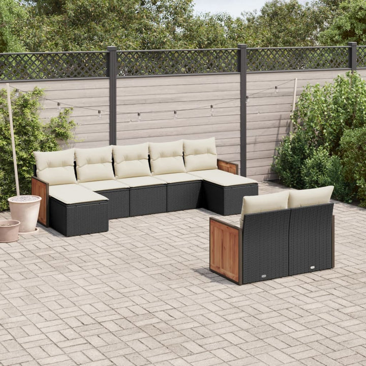 Set Mobilier De Grădină Cu Perne, 9 Piese, , Poliratan