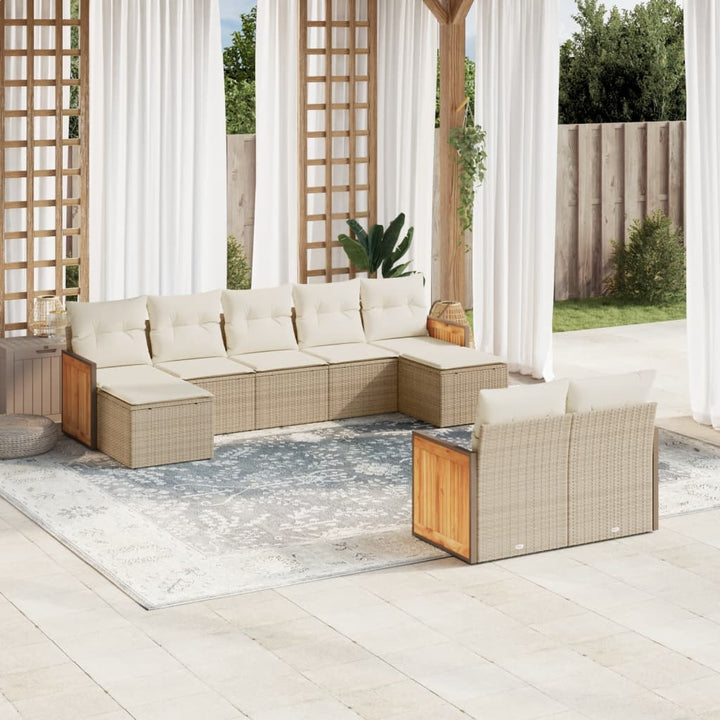 Set Mobilier De Grădină Cu Perne, 9 Piese, , Poliratan