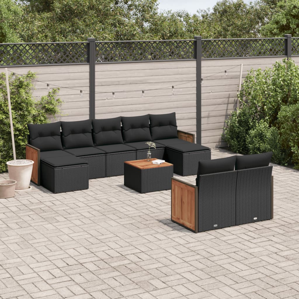 Set Mobilier De Grădină Cu Perne, 9 Piese, , Poliratan
