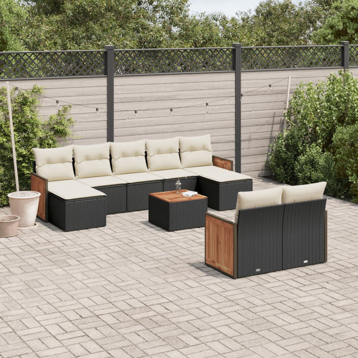 Set Mobilier De Grădină Cu Perne, 9 Piese, , Poliratan