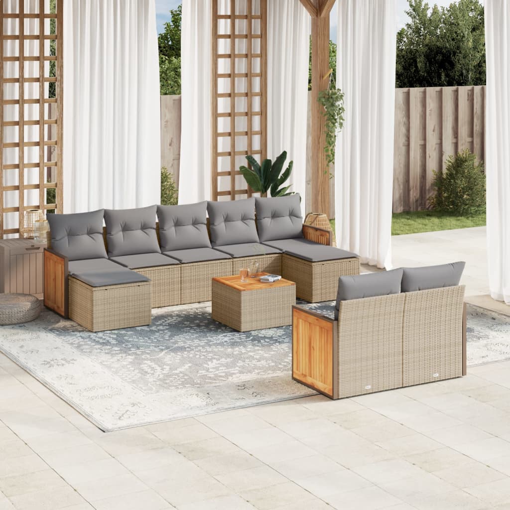 Set Mobilier De Grădină Cu Perne, 9 Piese, , Poliratan