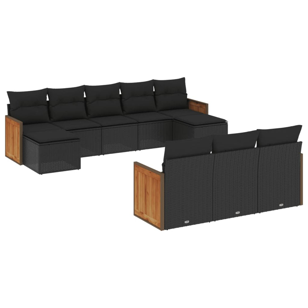 Set Canapele De Grădină Cu Perne, 10 Piese, , Poliratan