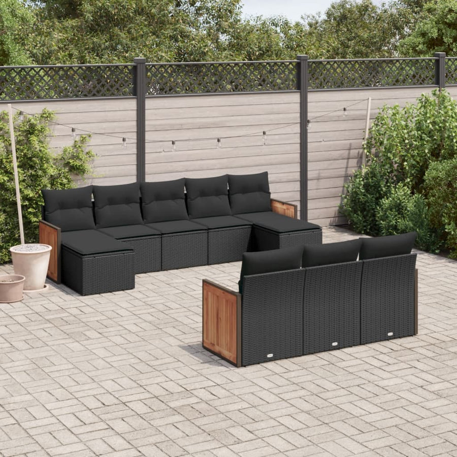 Set Canapele De Grădină Cu Perne, 10 Piese, , Poliratan