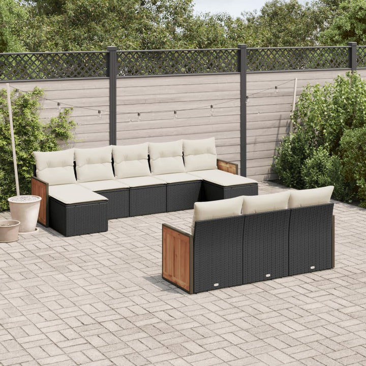 Set Canapele De Grădină Cu Perne, 10 Piese, , Poliratan