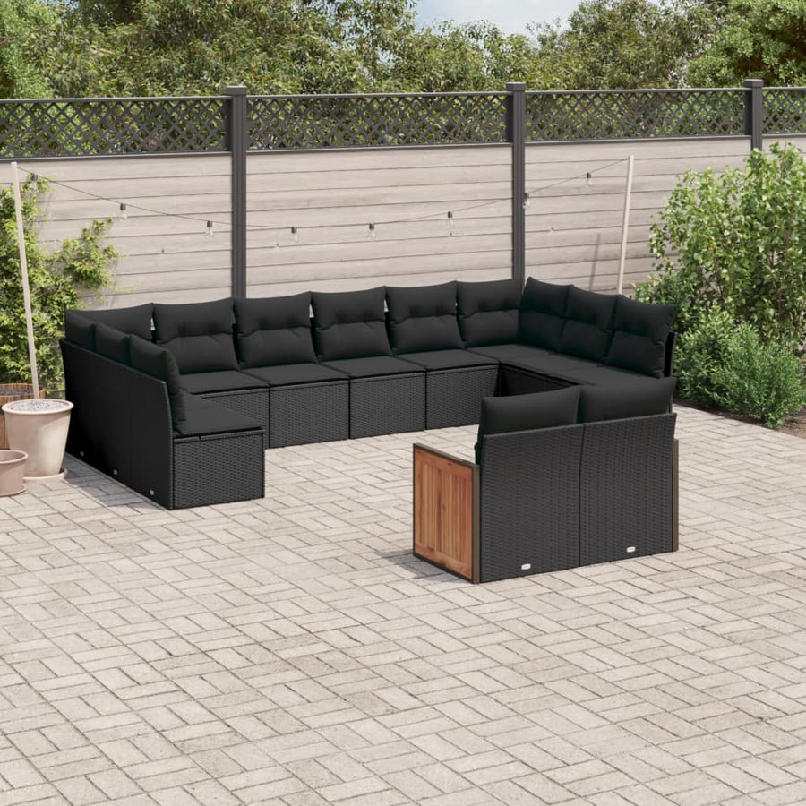 Set Canapele De Grădină Cu Perne, 11 Piese, , Poliratan