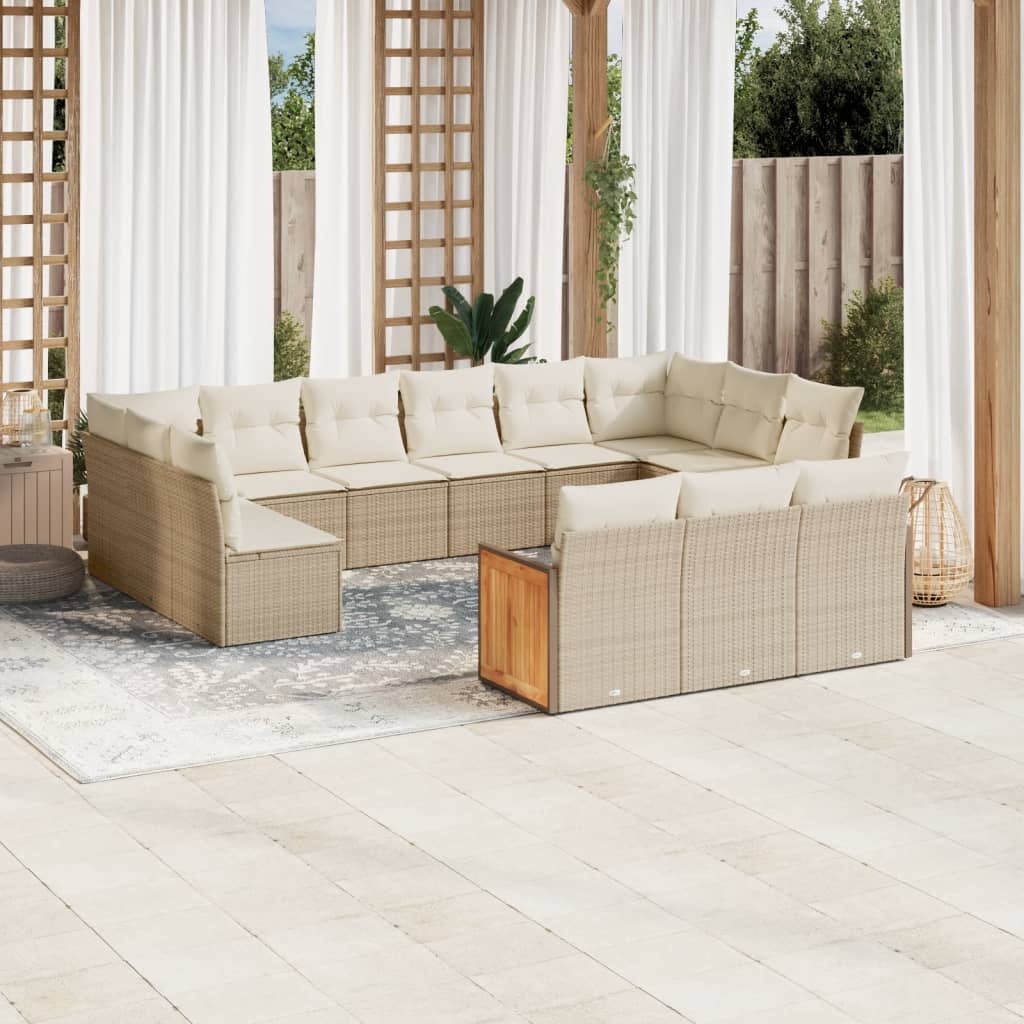 Set Mobilier De Grădină Cu Perne, 14 Piese, , Poliratan