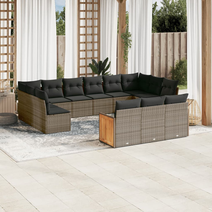 Set Mobilier De Grădină Cu Perne, 14 Piese, , Poliratan