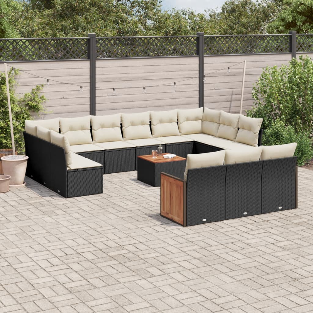 Set Mobilier De Grădină Cu Perne, 14 Piese, , Poliratan