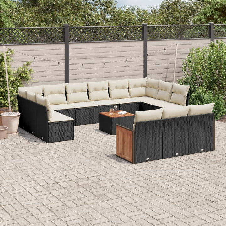 Set Mobilier De Grădină Cu Perne, 14 Piese, , Poliratan