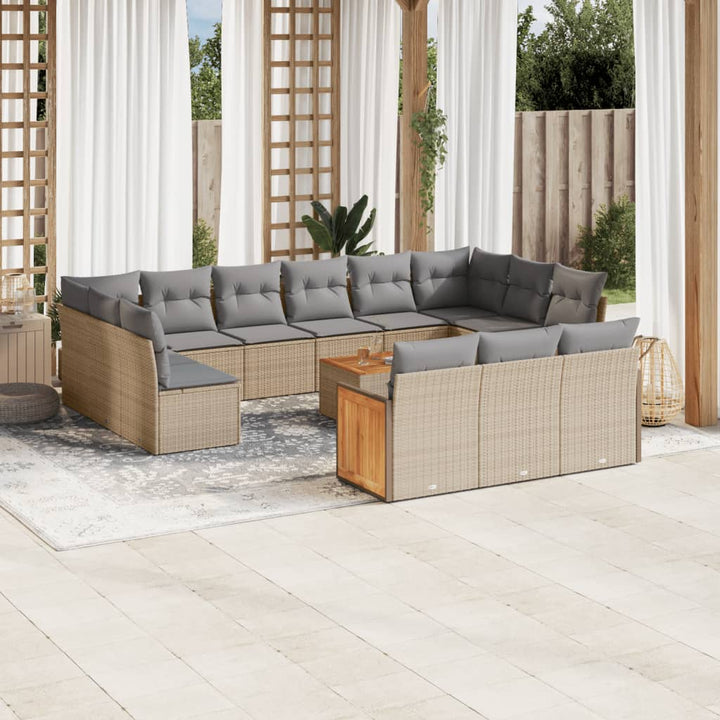 Set Mobilier De Grădină Cu Perne, 14 Piese, , Poliratan