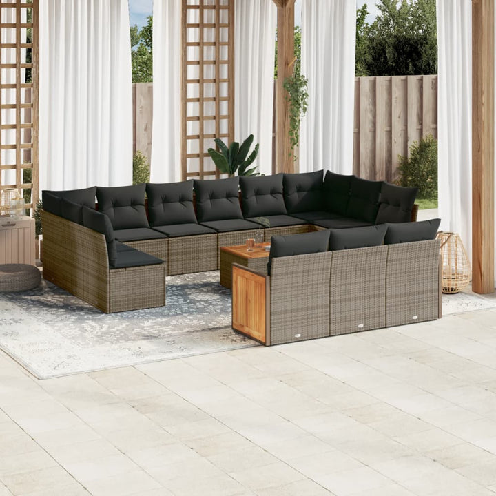 Set Mobilier De Grădină Cu Perne, 14 Piese, , Poliratan