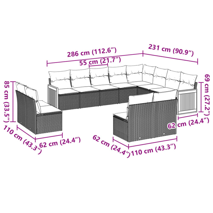 Set Canapele De Grădină, 12 Piese, Cu Perne, , Poliratan