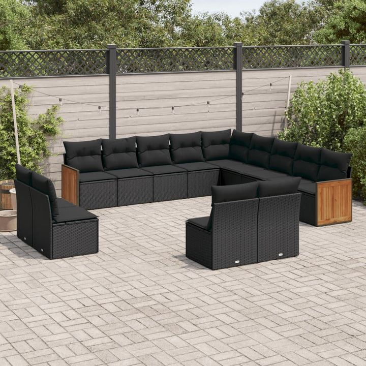 Set Mobilier De Grădină Cu Perne, 14 Piese, , Poliratan