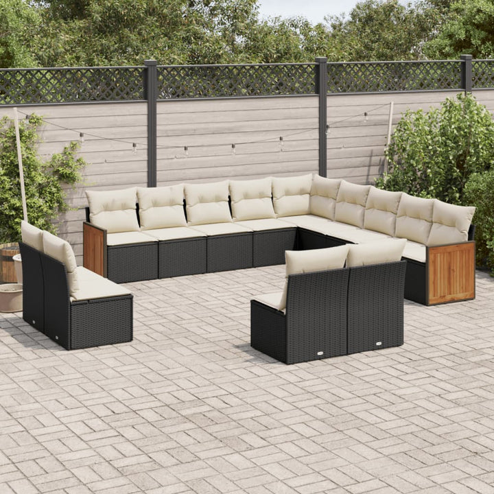 Set Mobilier De Grădină Cu Perne, 14 Piese, , Poliratan