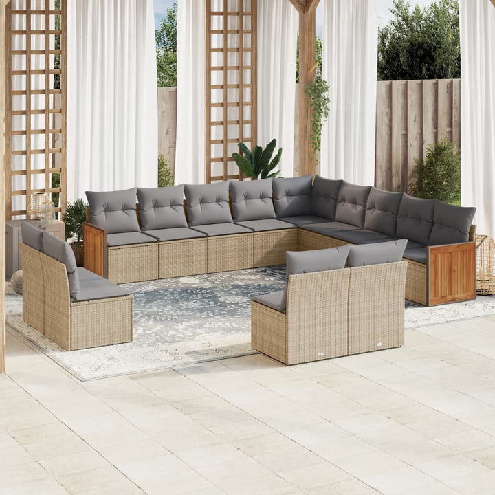 Set Mobilier De Grădină Cu Perne, 14 Piese, , Poliratan