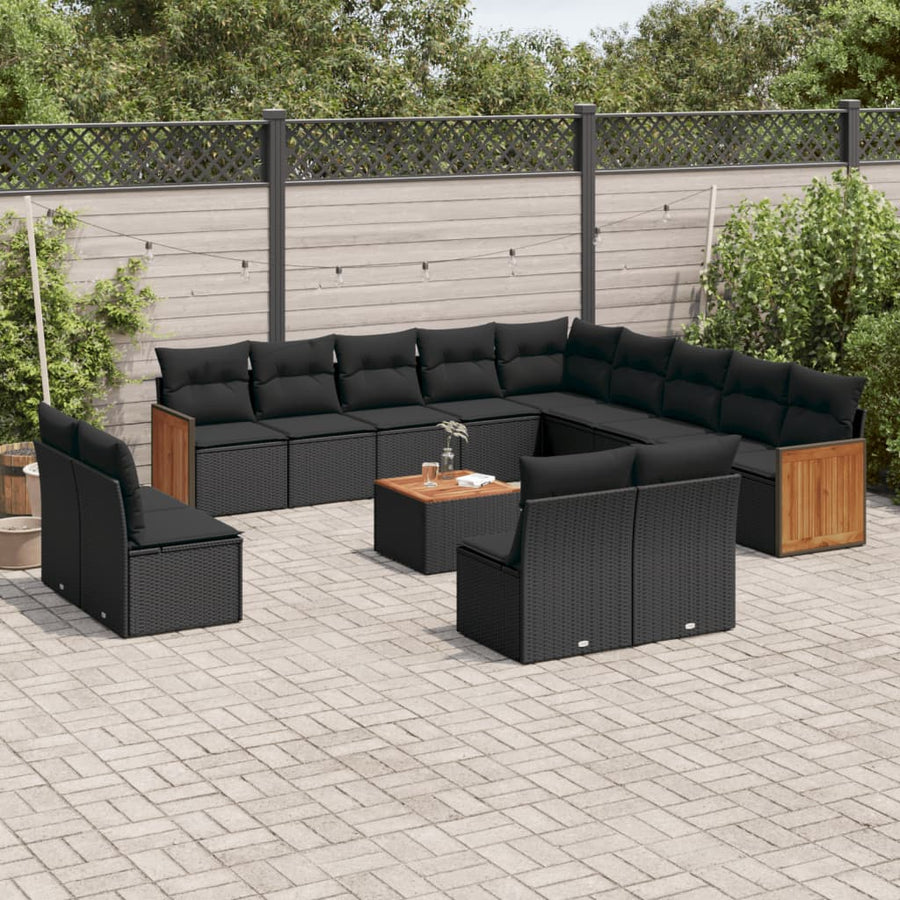 Set Mobilier De Grădină Cu Perne, 14 Piese, , Poliratan