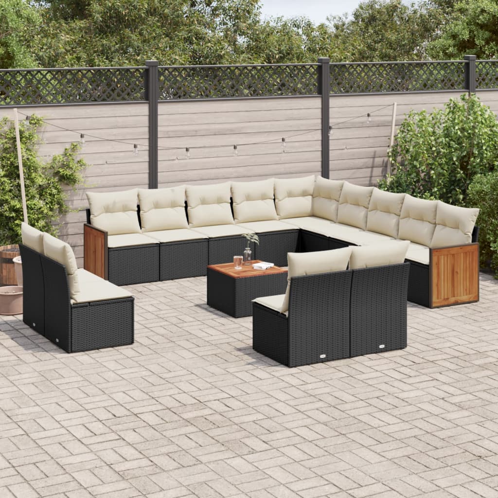 Set Mobilier De Grădină Cu Perne, 14 Piese, , Poliratan