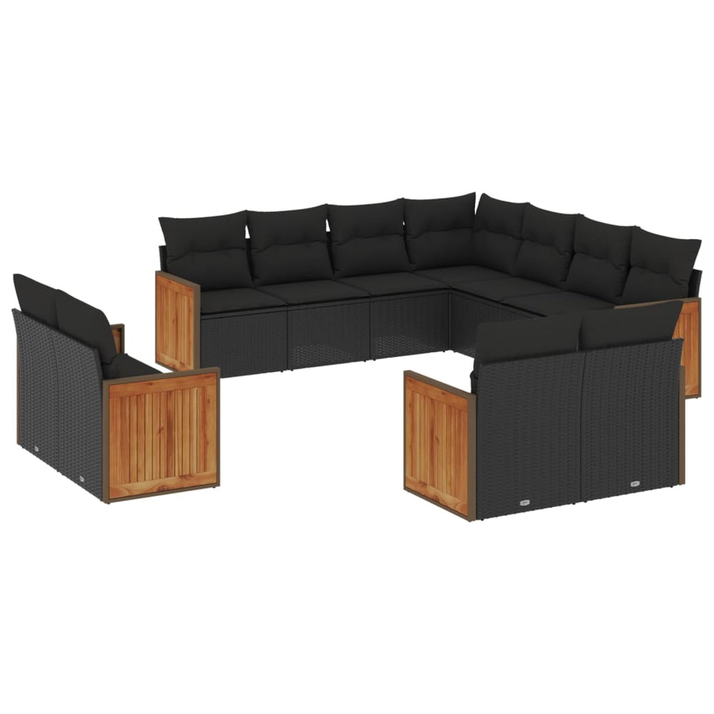 Set Canapele De Grădină Cu Perne, 11 Piese, , Poliratan