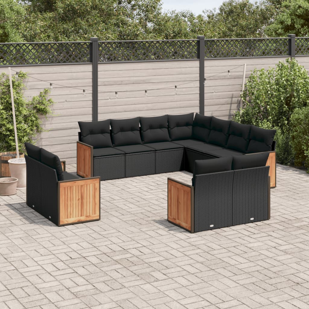 Set Canapele De Grădină Cu Perne, 11 Piese, , Poliratan