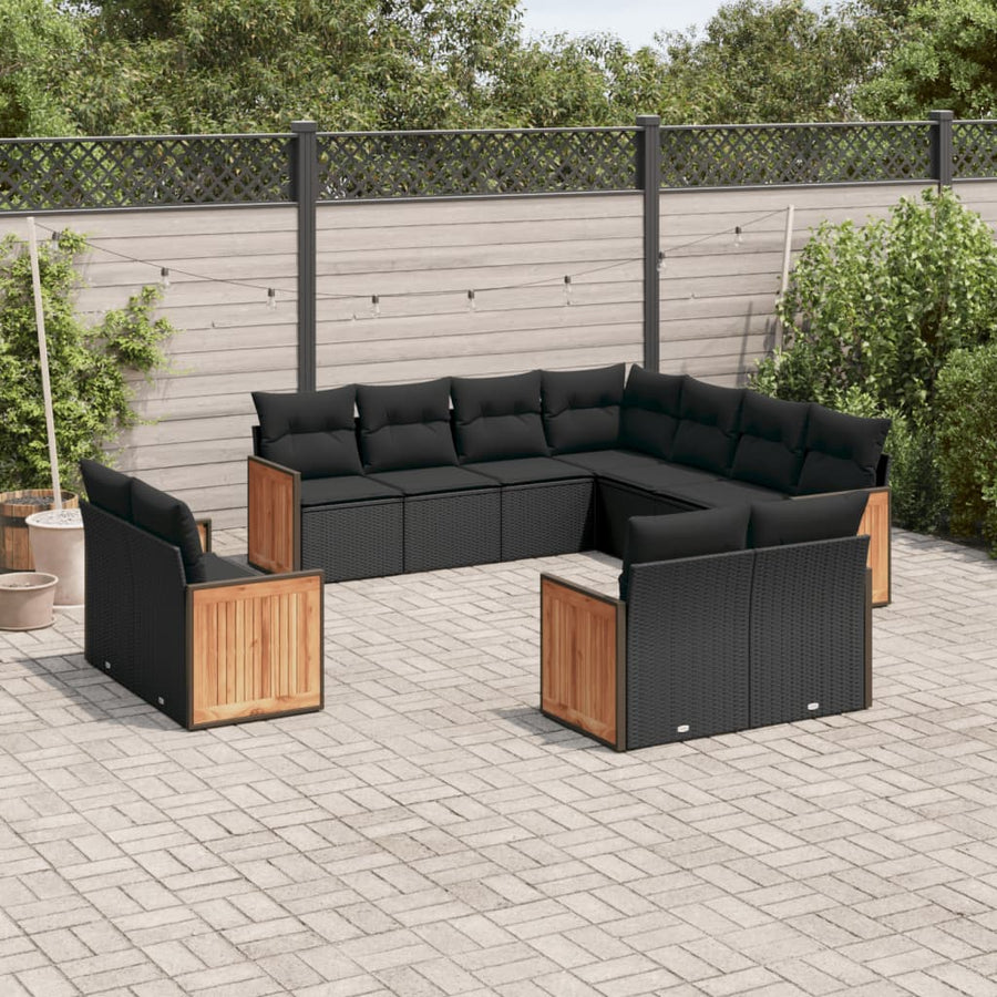 Set Canapele De Grădină Cu Perne, 11 Piese, , Poliratan
