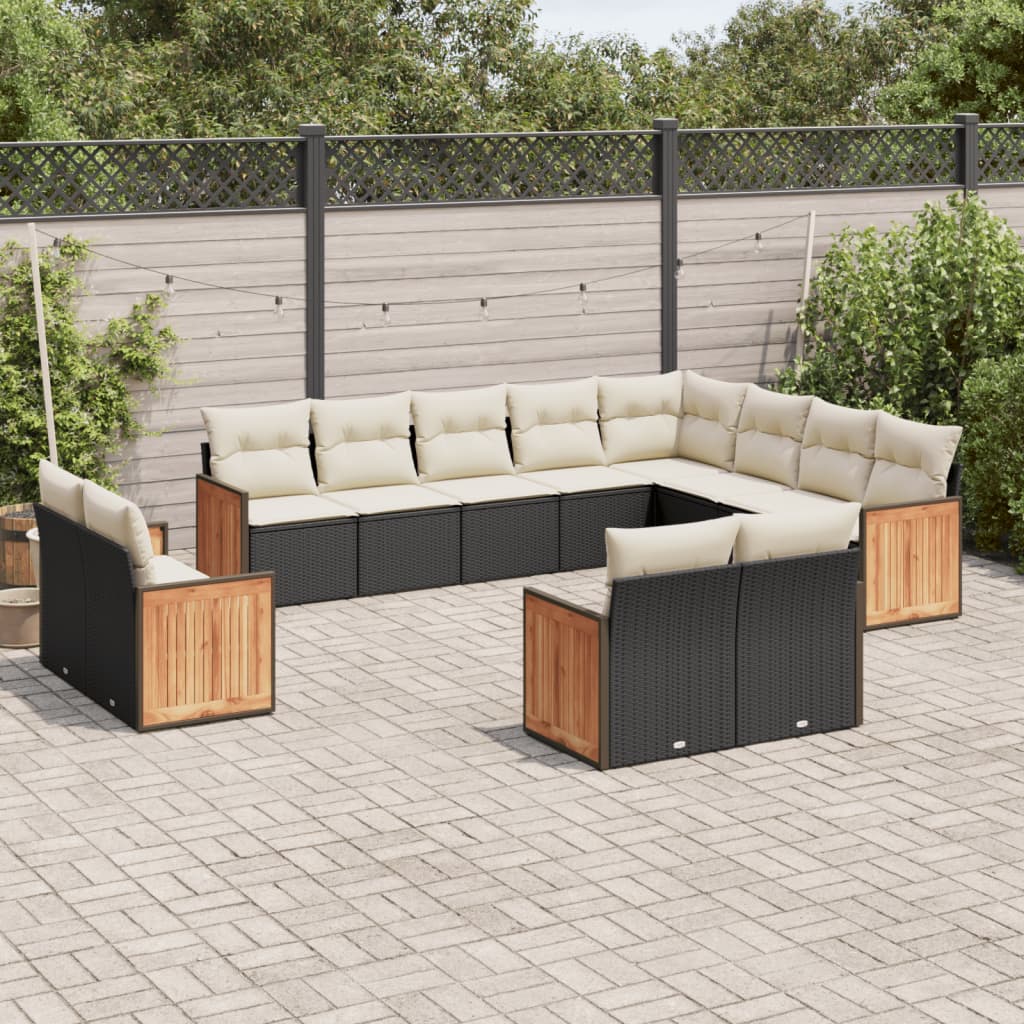 Set Mobilier De Grădină Cu Perne, 13 Piese, , Poliratan