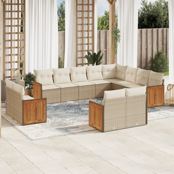 Set Mobilier De Grădină Cu Perne, 13 Piese, , Poliratan