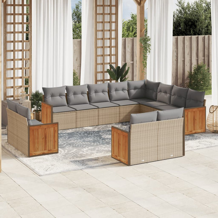 Set Mobilier De Grădină Cu Perne, 13 Piese, , Poliratan