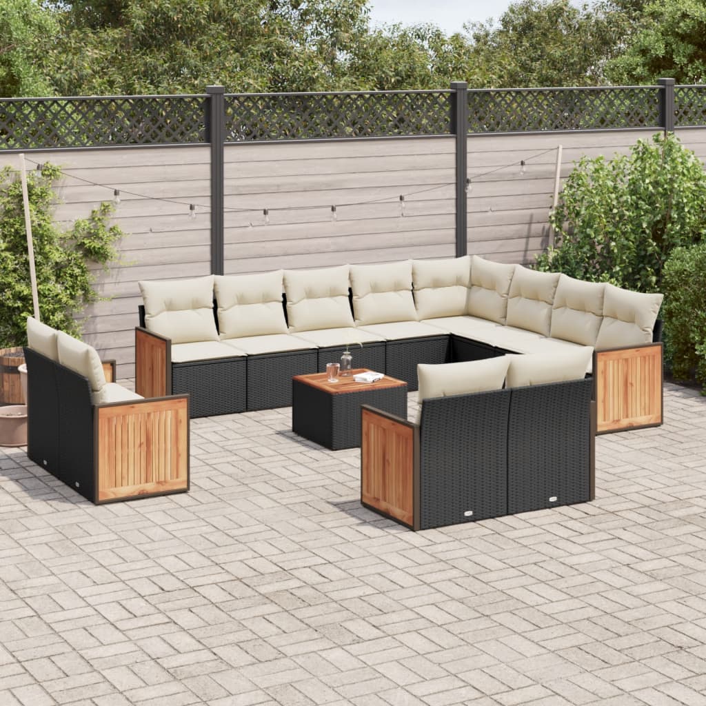 Set Mobilier De Grădină Cu Perne, 13 Piese, , Poliratan