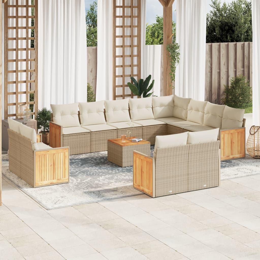 Set Mobilier De Grădină Cu Perne, 13 Piese, , Poliratan