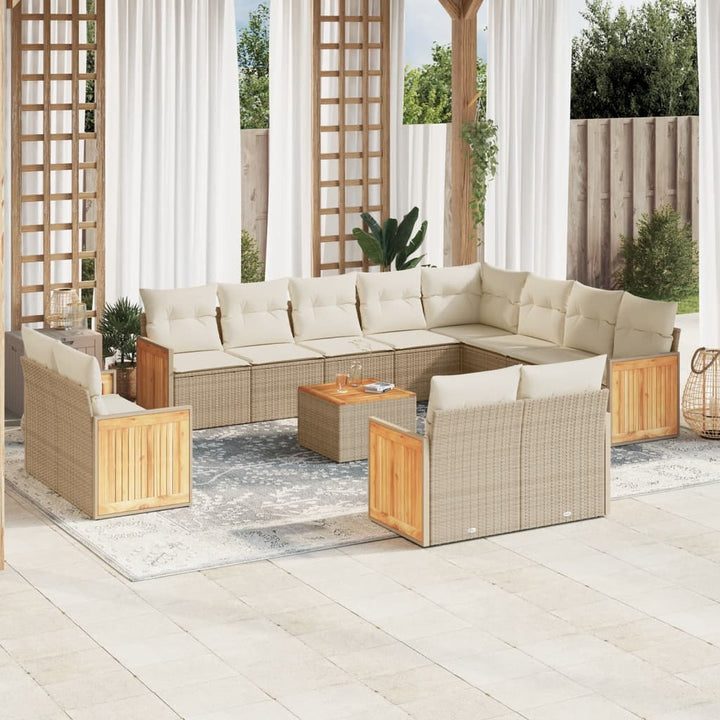 Set Mobilier De Grădină Cu Perne, 13 Piese, , Poliratan