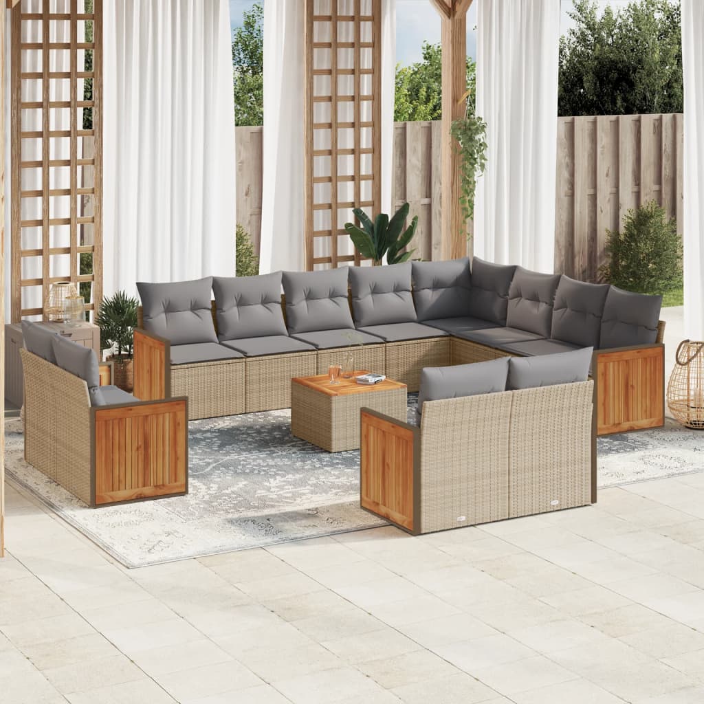 Set Mobilier De Grădină Cu Perne, 13 Piese, , Poliratan