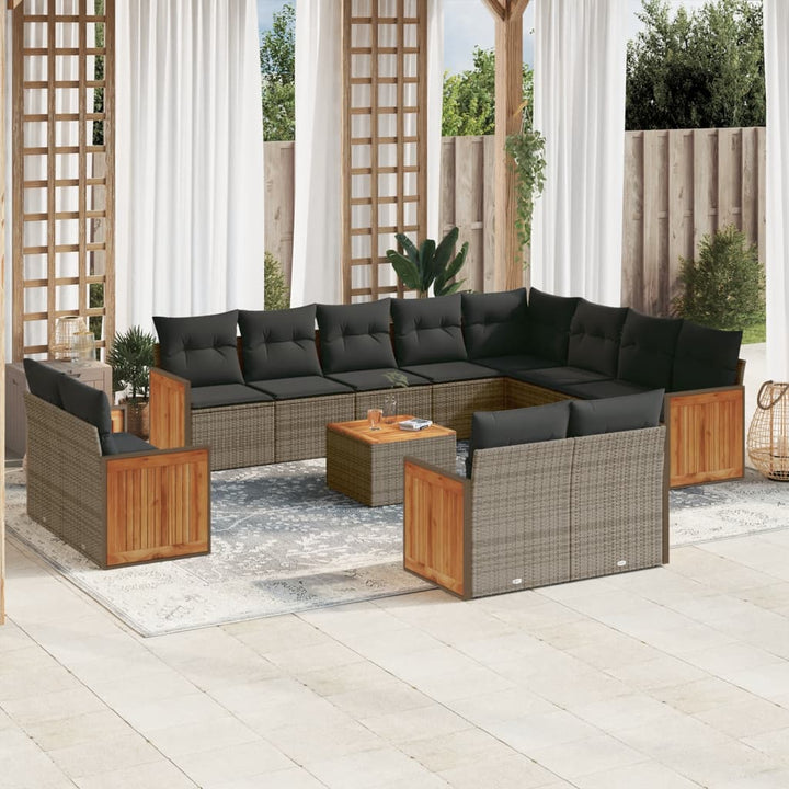 Set Mobilier De Grădină Cu Perne, 13 Piese, , Poliratan