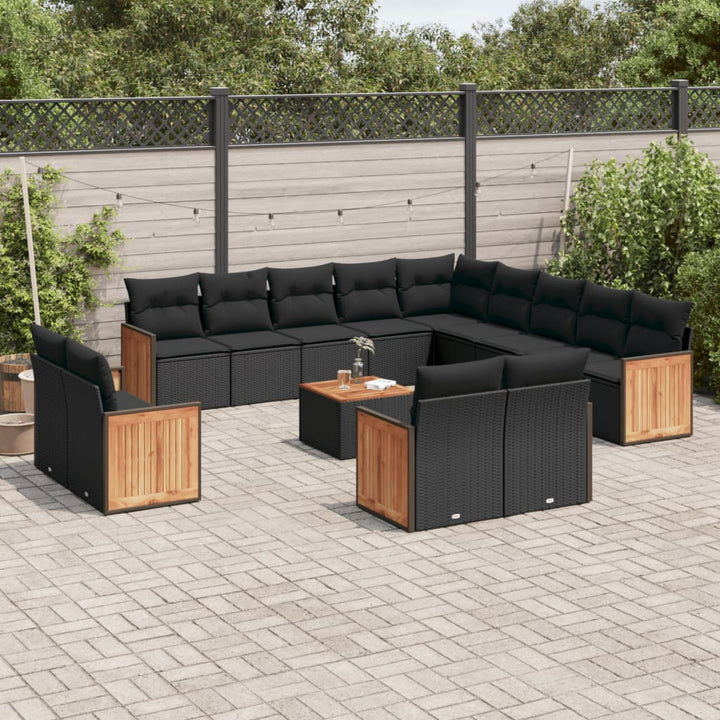 Set Canapele De Grădină, 13 Piese, Cu Perne, Bej, Poliratan