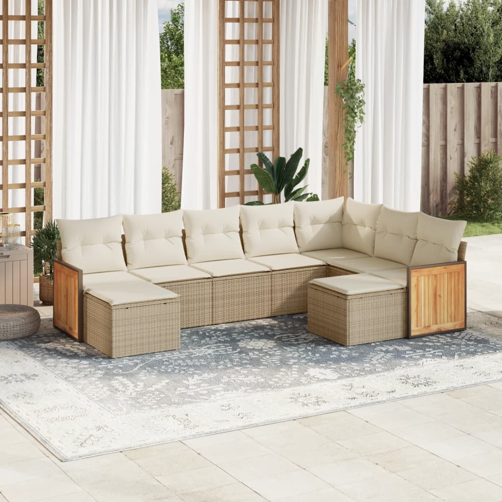 Set Mobilier De Grădină Cu Perne, 10 Piese, , Poliratan